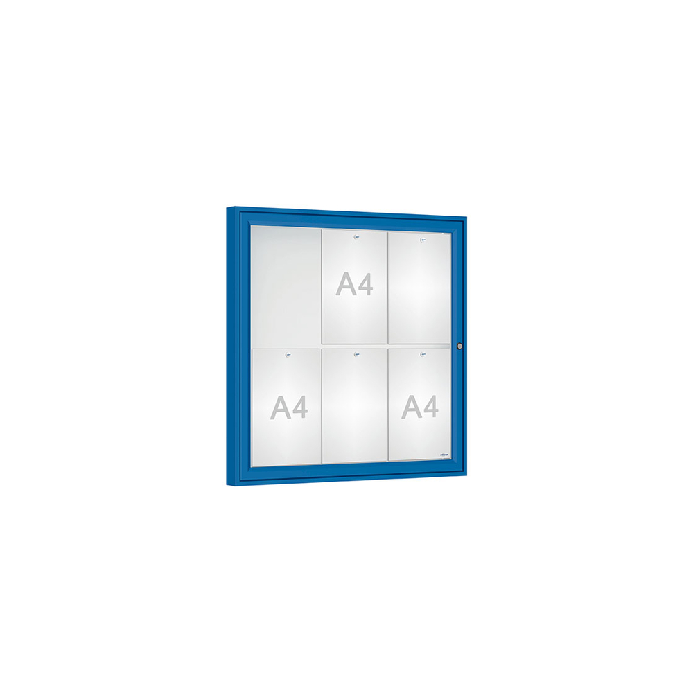 Vitrine Classique RAL5010 - Verre sécurisé - 6 A4 - 750x750mm - PROCITY - 406351.5010