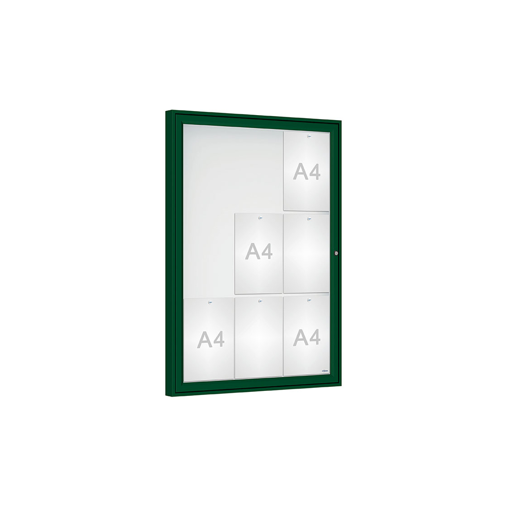 Vitrine Classique RAL6005 - Verre sécurisé - 9 A4 - 1050x750mm - PROCITY - 406352.6005