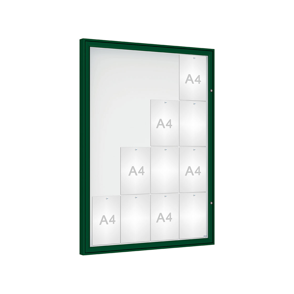 Vitrine Classique RAL6005 - Verre sécurisé - 16 A4 - 1350x1000mm - PROCITY - 406354.6005