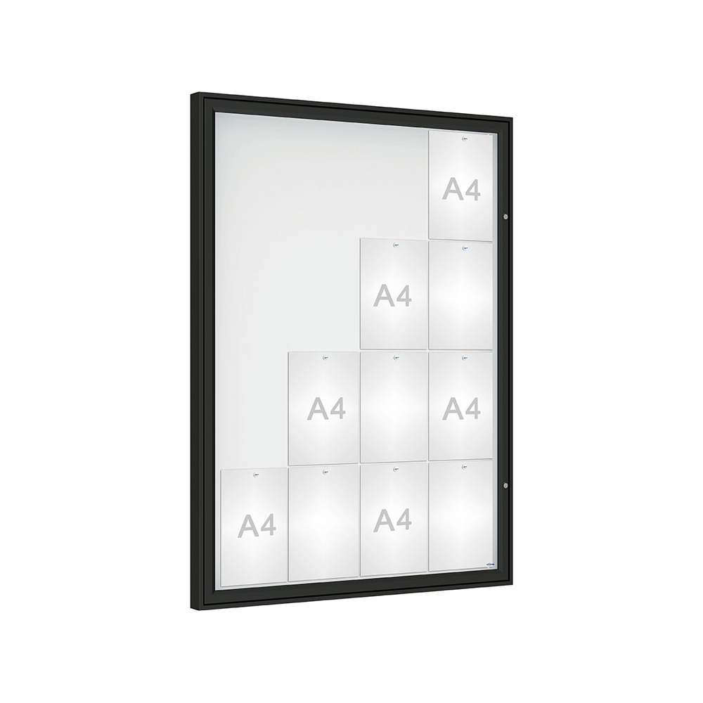 Vitrine Classique RAL9005 - Verre sécurisé - 16 A4 - 1350x1000mm - PROCITY - 406354.9005