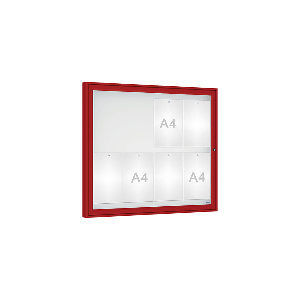 Vitrine Classique RAL3004 - Verre sécurisé - 8 A4 - 830x980mm - PROCITY - 406480.3004