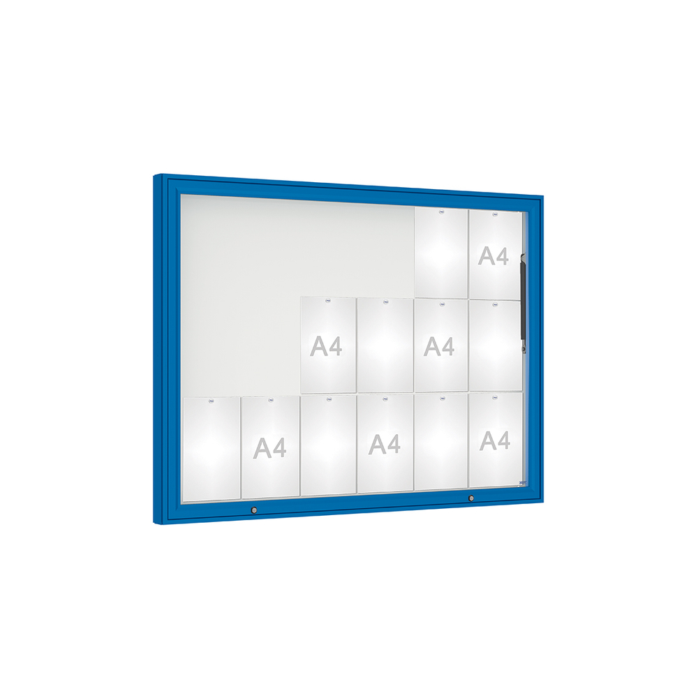 Vitrine 1000mm RAL5010 - Plexichocs - 18 A4 - 1000x1350mm - PROCITY - 407081.5010