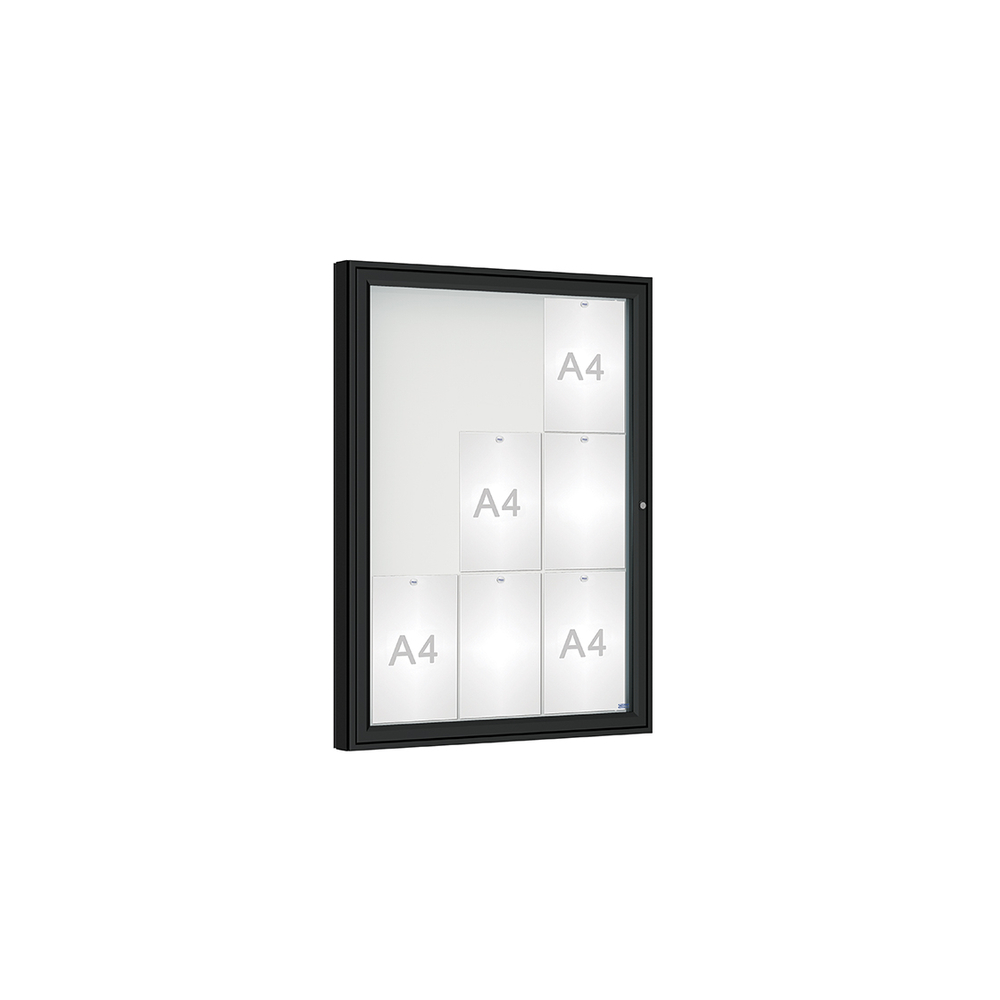 Vitrine 1000mm RAL9005 - Verre sécurisé - 9 A4 - 1000x750mm - PROCITY - 407400.9005
