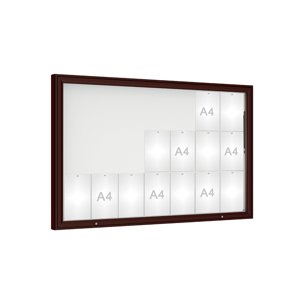 Vitrine 1000mm RAL8017 - Verre sécurisé - 21 A4 - 1000x1600mm - PROCITY - 407402.8017