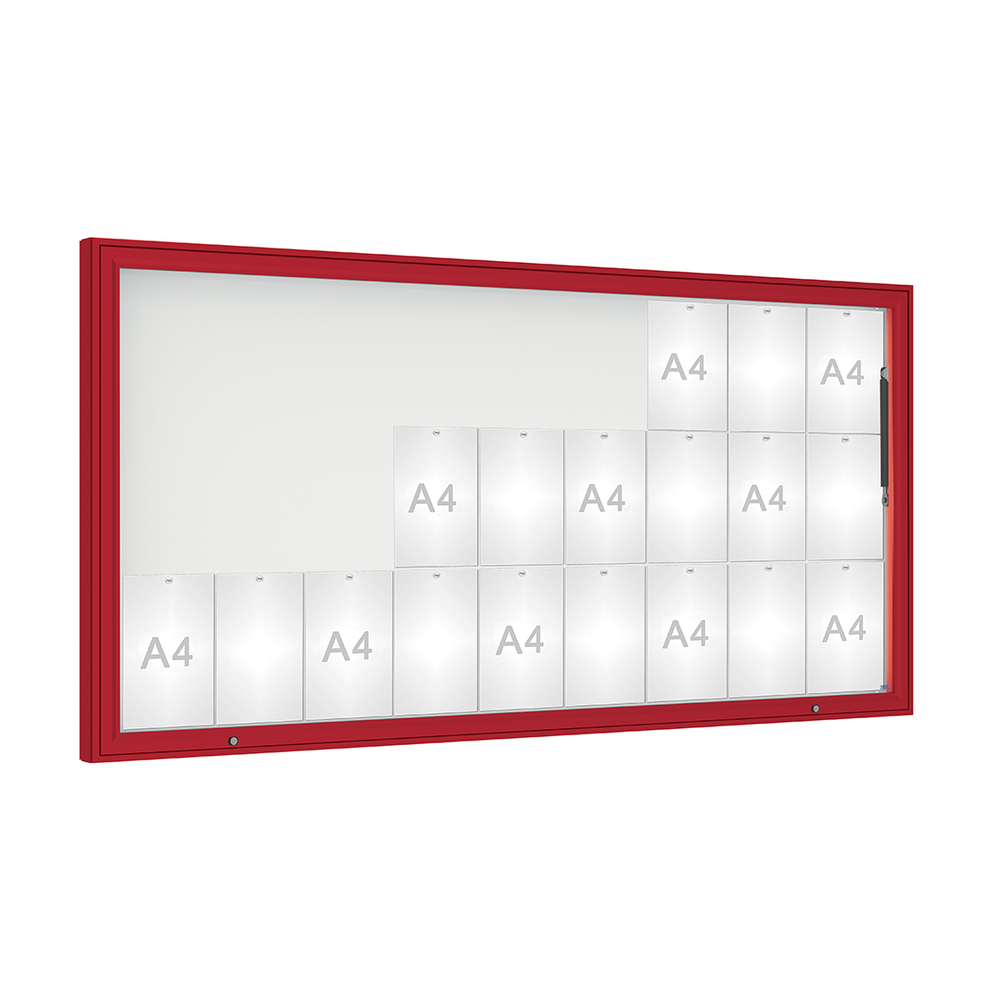 Vitrine 1000mm RAL3004 - Verre sécurisé - 27 A4 - 1000x2010mm - PROCITY - 407403.3004