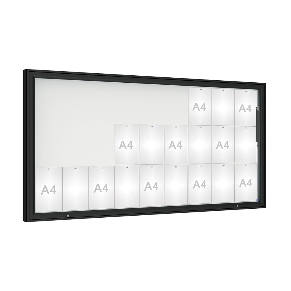Vitrine 1000mm RAL9005 - Verre sécurisé - 27 A4 - 1000x2010mm - PROCITY - 407403.9005