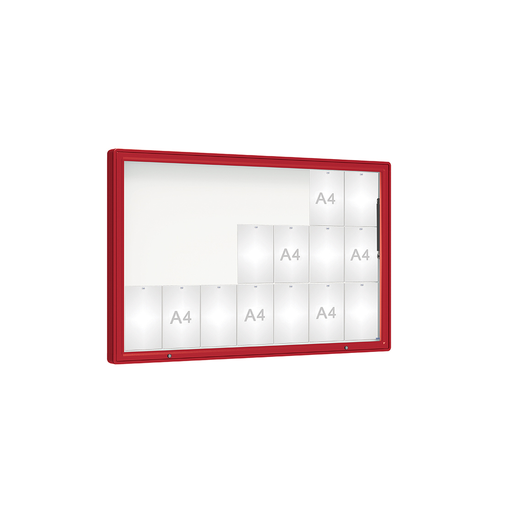 Vitrine 2000mm RAL3004 - Plexichocs - 21 A4 - 1000x1600mm - PROCITY - 410072.3004