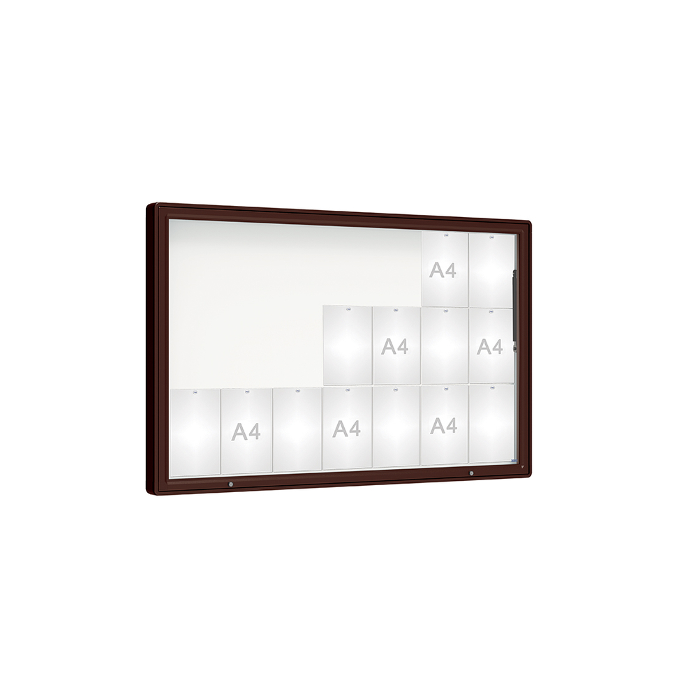 Vitrine 2000mm RAL8017 - Verre sécurisé - 21 A4 - 1000x1600mm - PROCITY - 410422.8017
