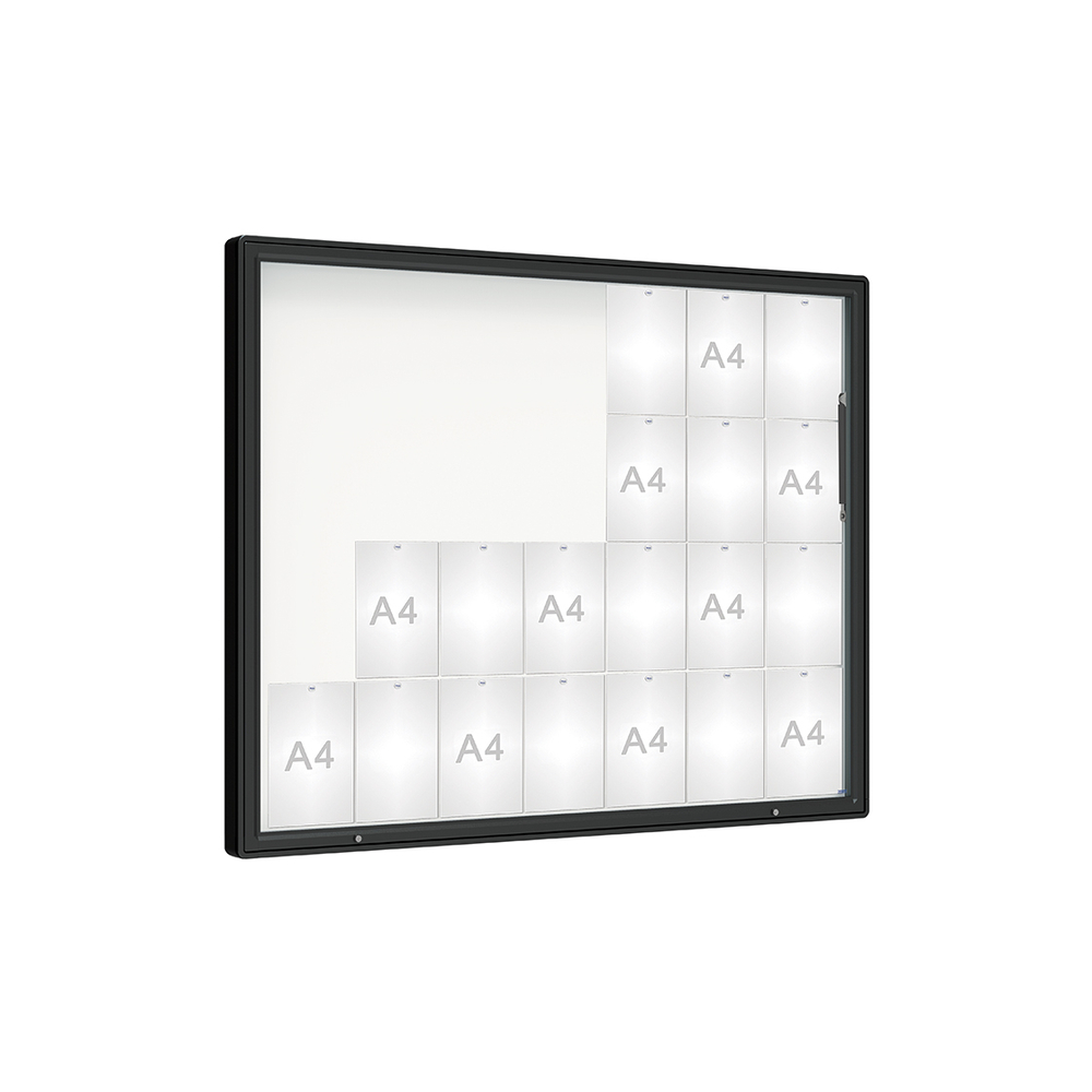 Vitrine 2000mm RAL9005 - Verre sécurisé - 28 A4 - 1350x1710mm - PROCITY - 410423.9005