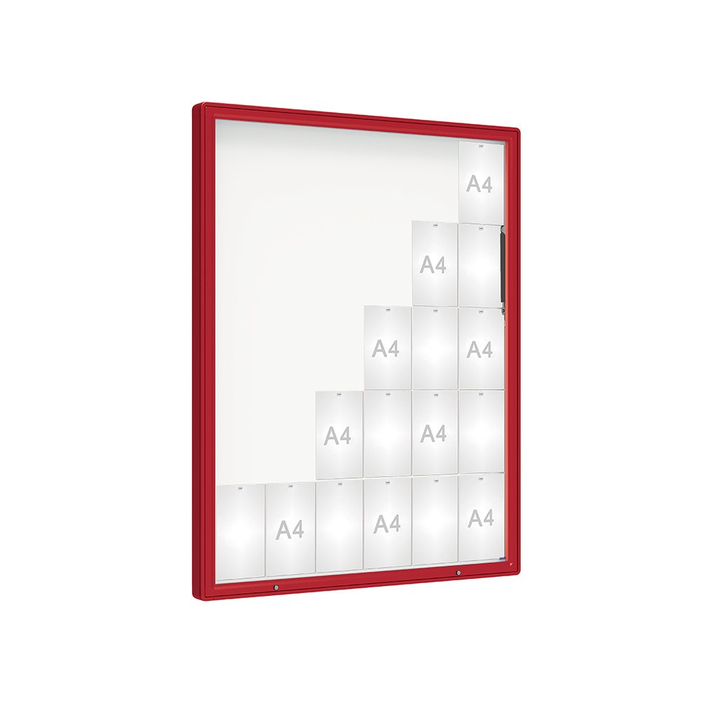 Vitrine 2000mm RAL3004 - Verre sécurisé - 30 A4 - 1710x1350mm - PROCITY - 410424.3004