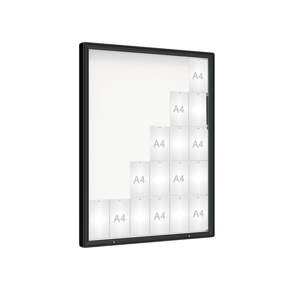 Vitrine 2000mm RAL9005 - Verre sécurisé - 30 A4 - 1710x1350mm - PROCITY - 410424.9005