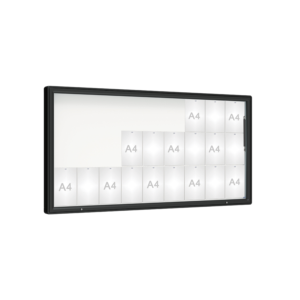 Vitrine 2000mm RAL9005 - Verre sécurisé - 27 A4 - 1000x2010mm - PROCITY - 410425.9005