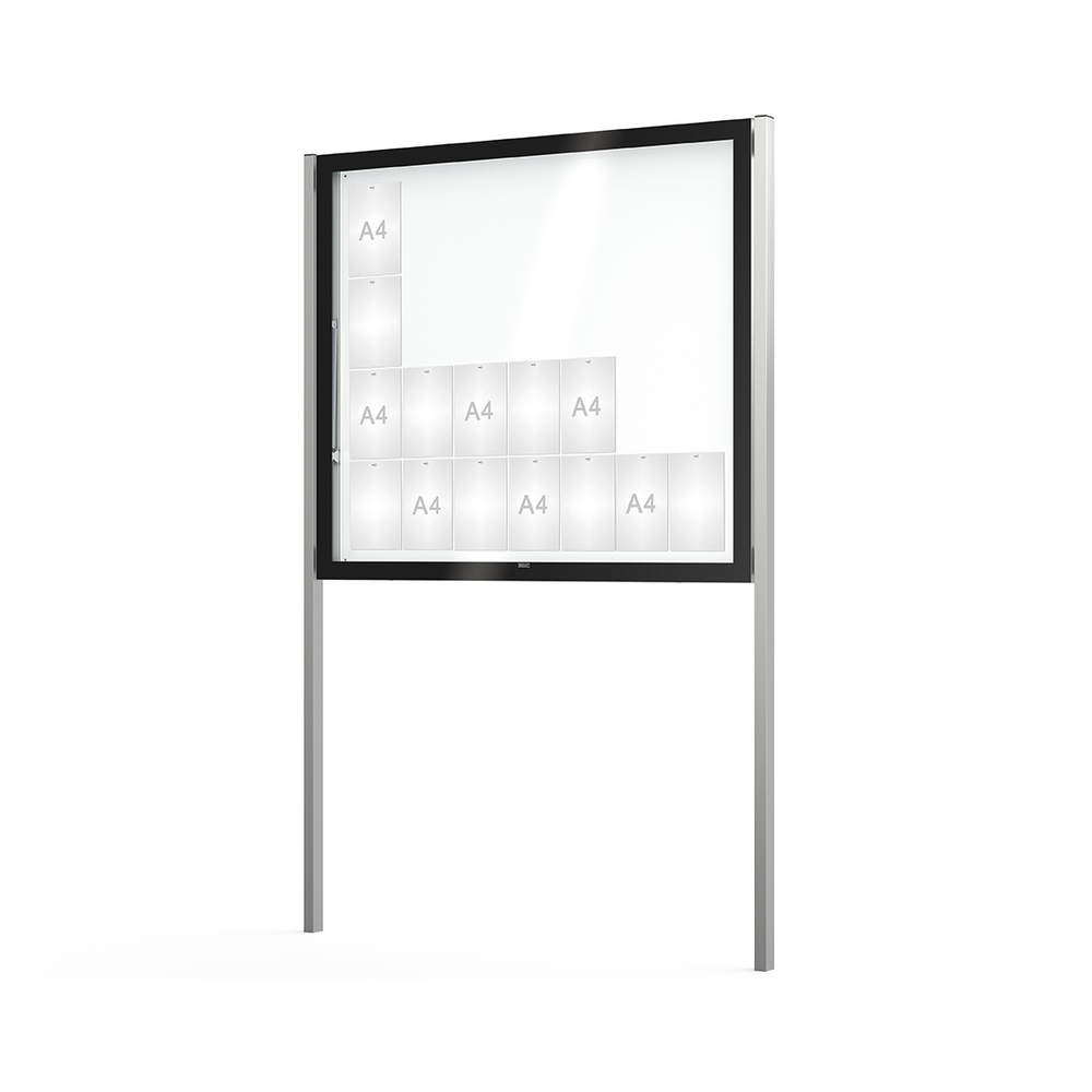 Vitrine Edge ép 80mm sur poteaux Sans bandeau-titre - 28 A4 - 1420x1600mm - PROCITY - 501303
