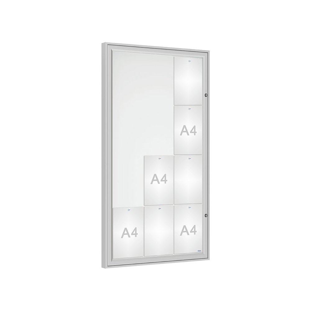 Vitrine Classique Anodisé - Plexichocs - 12 A4 - 1350x750mm - PROCITY - 506003.ANOD