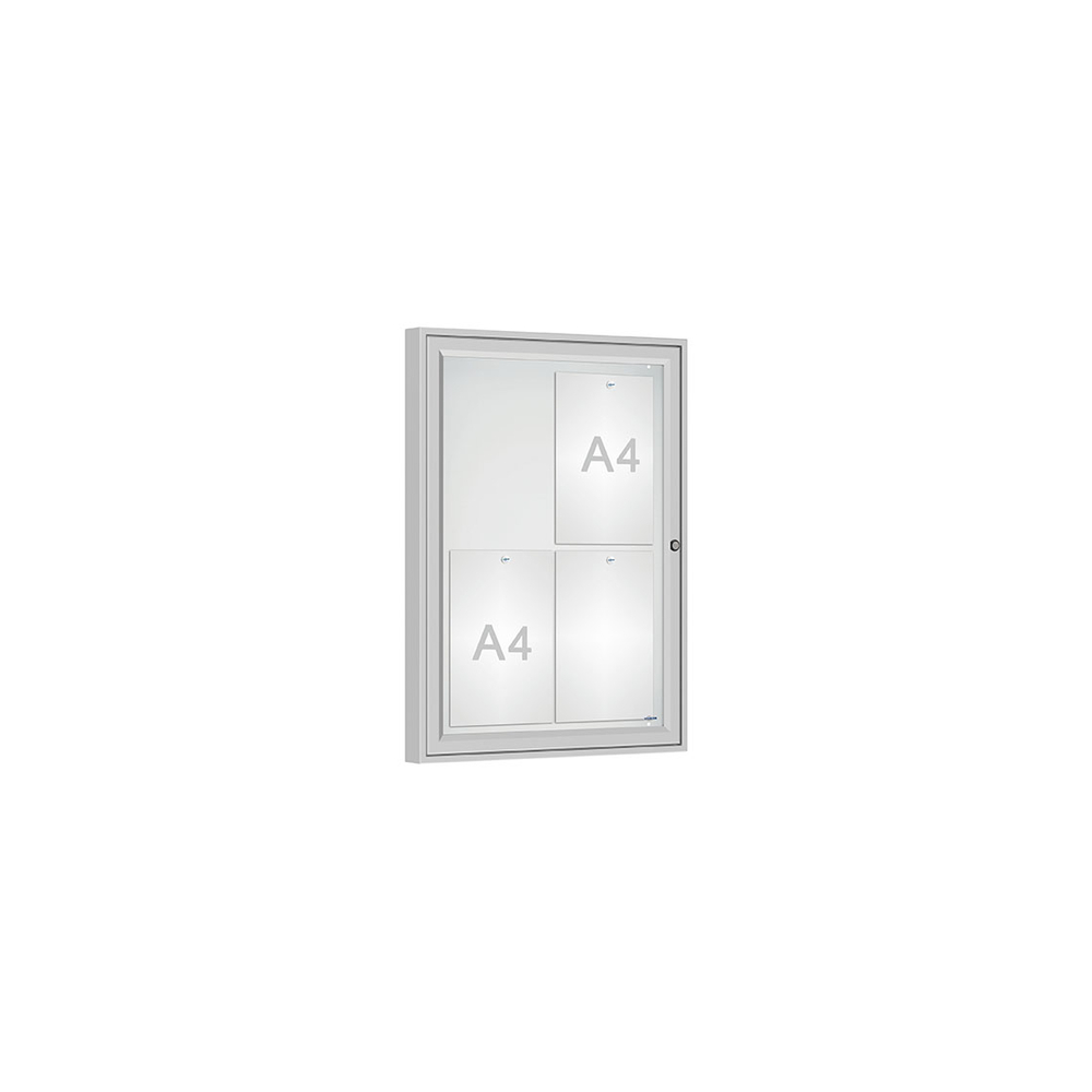 Vitrine Classique Anodisé - Verre sécurisé - 4 A4 - 750x550mm - PROCITY - 506350.ANOD