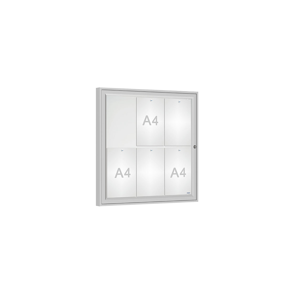 Vitrine Classique Anodisé - Verre sécurisé - 6 A4 - 750x750mm - PROCITY - 506351.ANOD