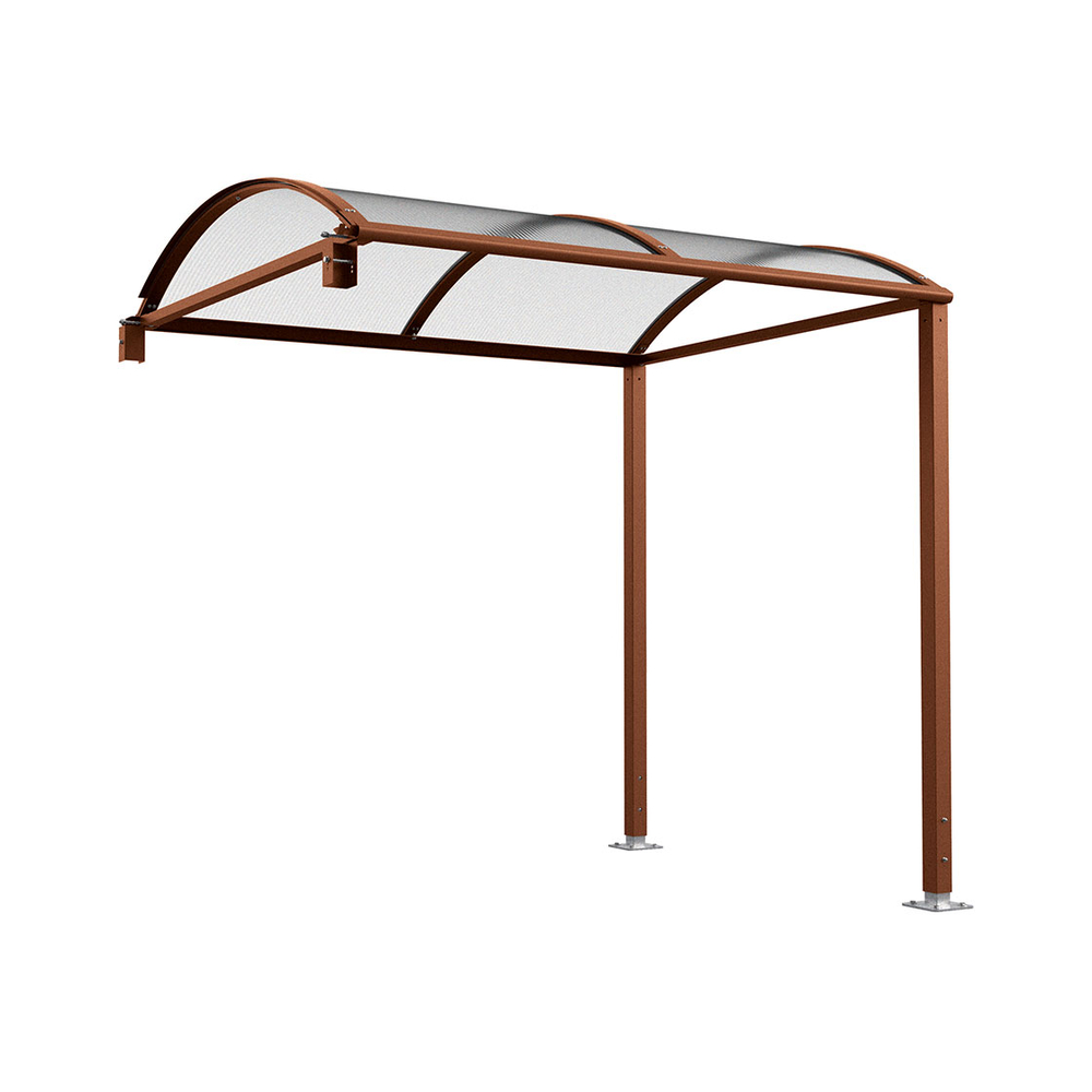 Abri vélos Voûte M bardages polycarbonate Aspect Corten - Extention sans bardage - version LED intégré - PROCITY - 529041L.S025