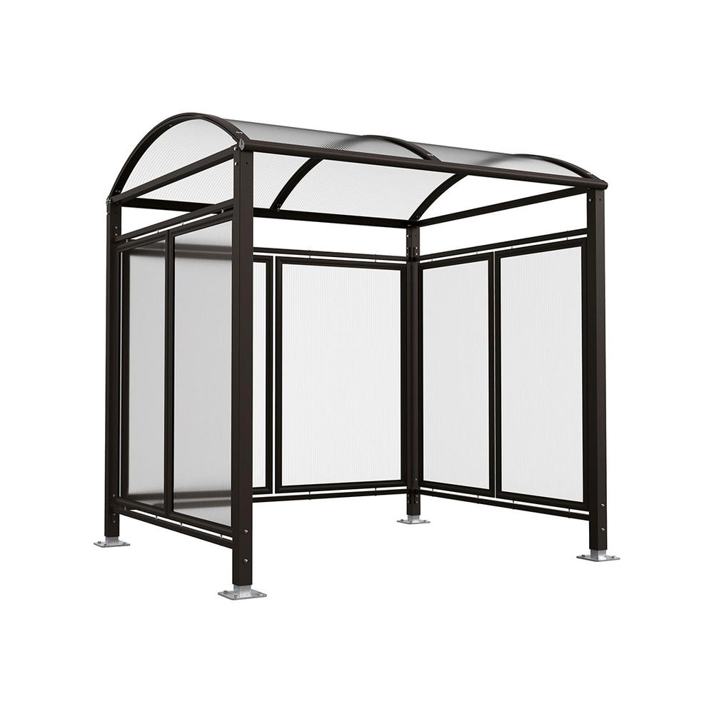 Abri vélos Voûte M bardages polycarbonate RAL9005 - Tout-en-un Abri initial + bardages latéraux et de fond - PROCITY - 529050.9005