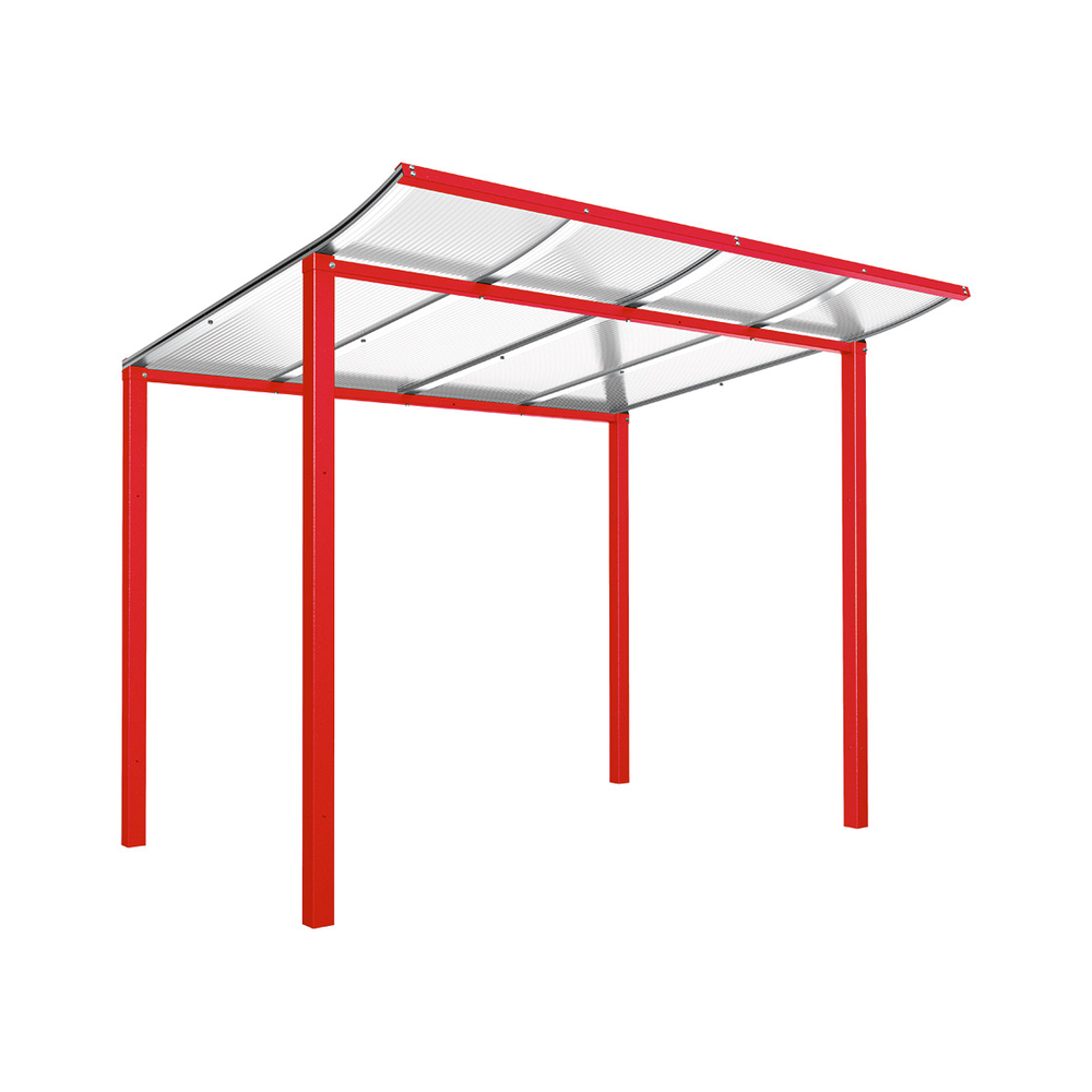 Abri vélos Modulo bardages en verre RAL3020 - Sans bardage - Scellement direct - Prof 2000mm - PROCITY - 529173.3020