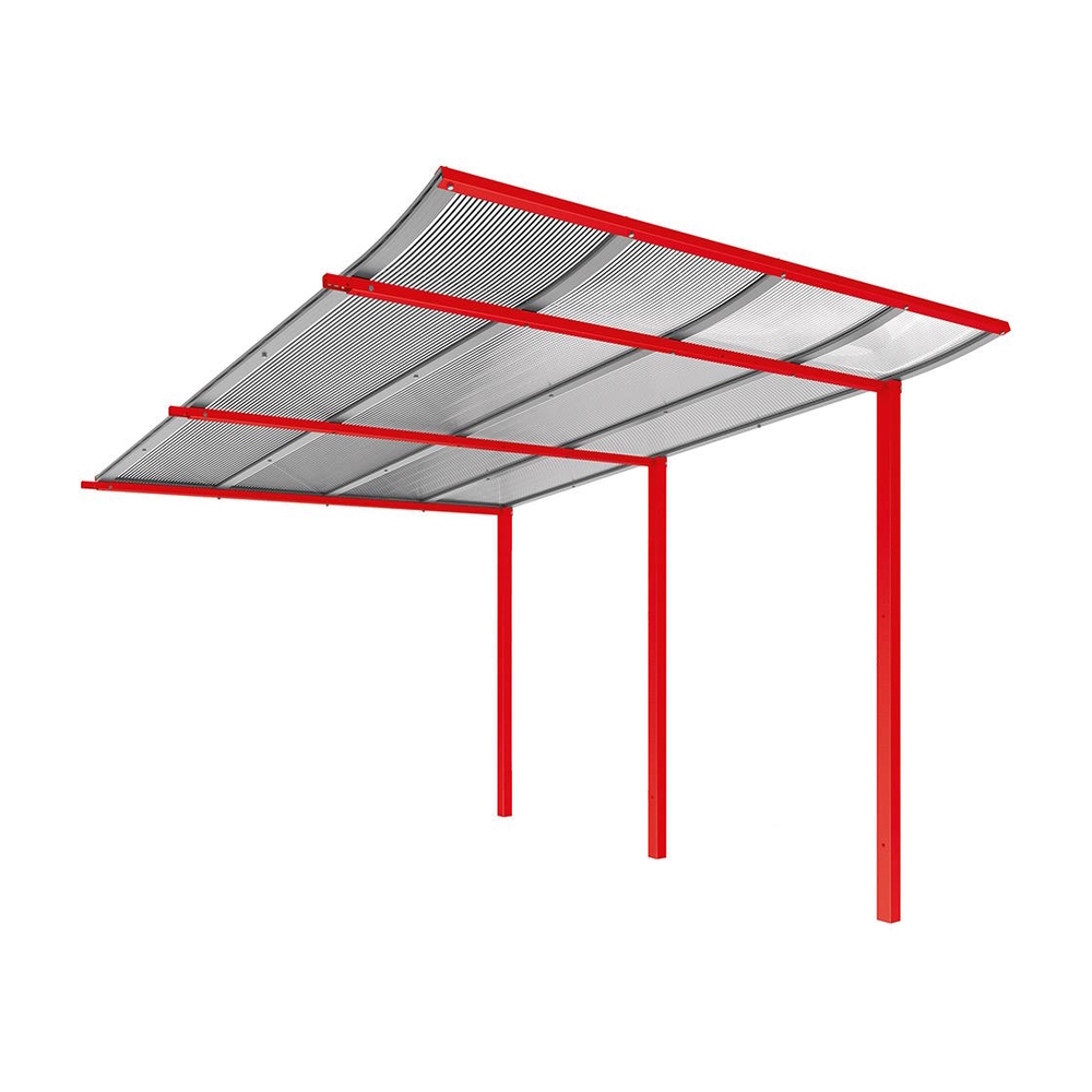 Abri vélos Modulo bardages en verre RAL3020 - compl sans bardage - Scellement direct - Prof 3400mm - PROCITY - 529194.3020