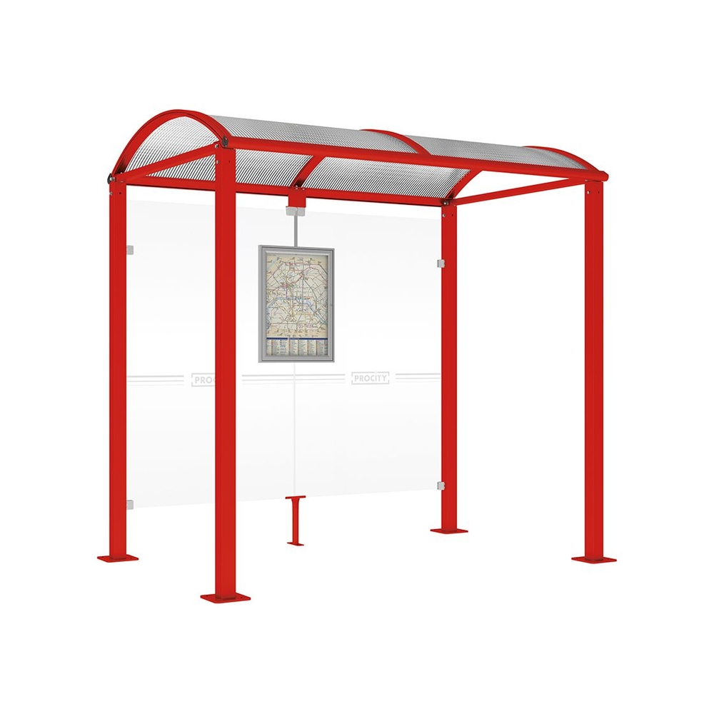 Station bus Voûte - poteaux carrés RAL3020 - 2500 mm - Sans bardage latéral - PROCITY - 529208.3020