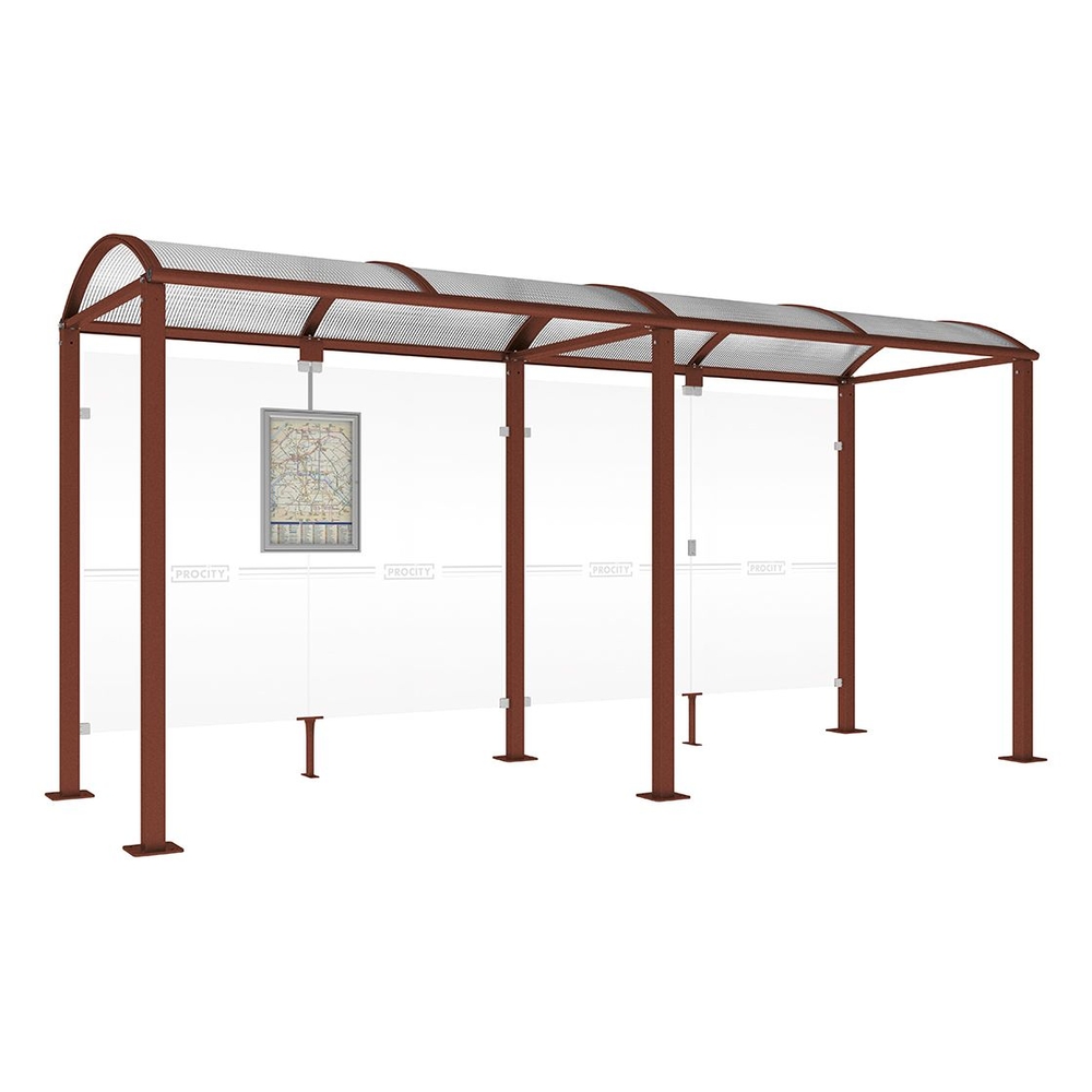 Station bus Voûte - poteaux carrés Aspect Corten - 5000 mm - Sans bardage latéral - PROCITY - 529209.S025