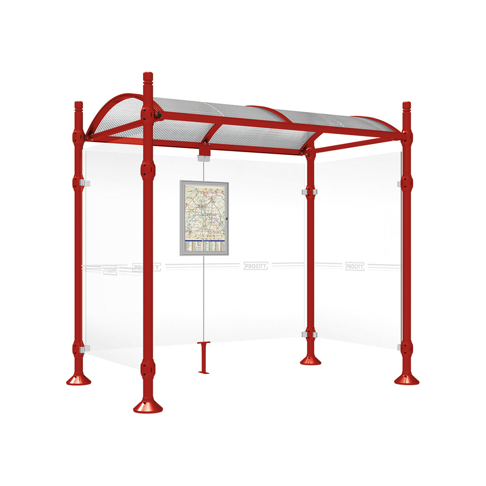 Station bus Province City RAL3004 - 2500 mm - deux bardages latéraux - PROCITY - 529310.3004