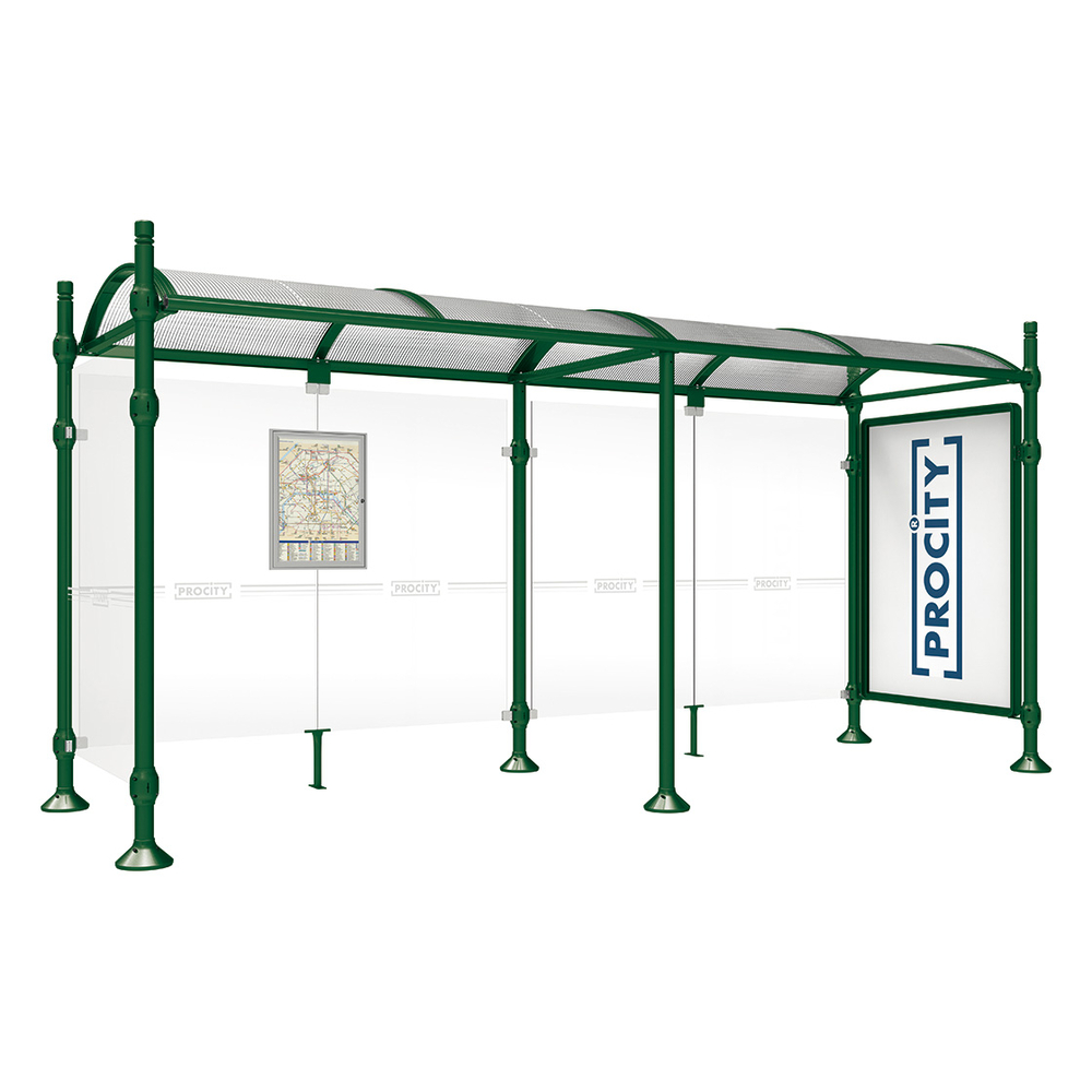 Station bus Province City RAL6005 - 5000 mm - une vitrine 2000mm et un bardage latéral - PROCITY - 529331.6005