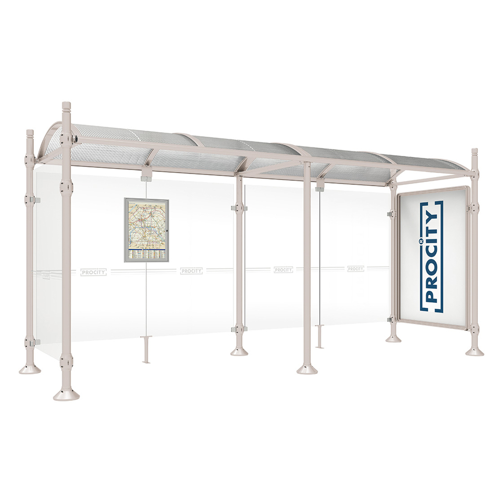 Station bus Province City RAL7044 - 5000 mm - une vitrine 2000mm et un bardage latéral - PROCITY - 529331.7044