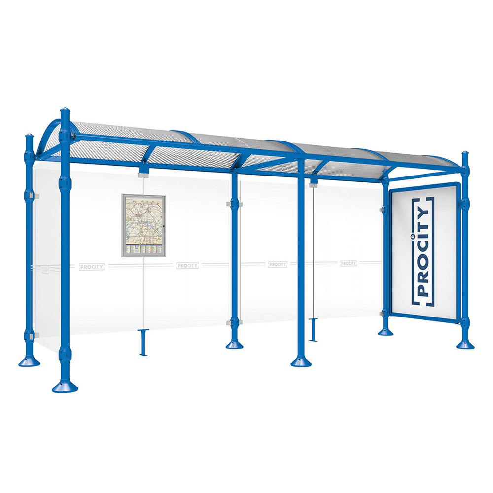 Station bus Province Agora RAL5010 - 5000 mm - une vitrine 2000mm et un bardage latéral - PROCITY - 529333.5010