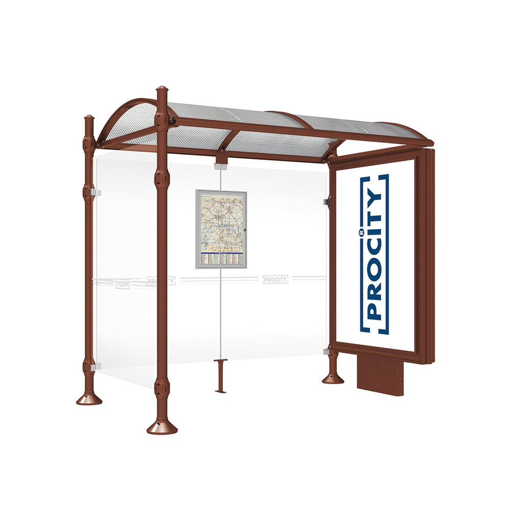 Station bus Province Agora Aspect Corten - 2500 mm - un caisson lumineux et un bardage latéral - PROCITY - 529352.S025