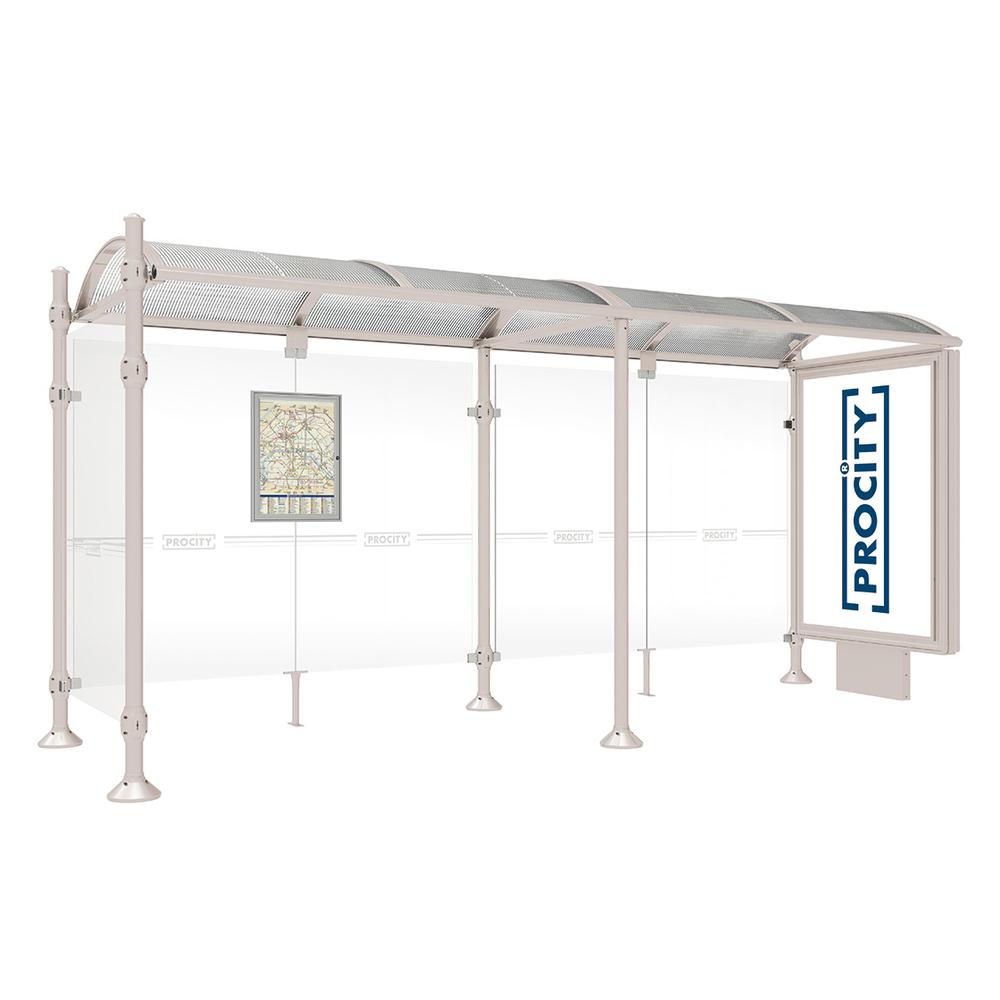 Station bus Province Agora RAL7044 - 5000 mm - un caisson lumineux et un bardage latéral - PROCITY - 529353.7044