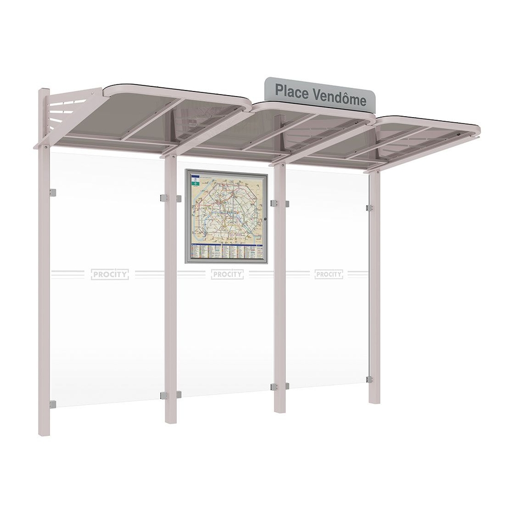 Station bus Conviviale bardages verre RAL7044 - Sans bardage de côté - PROCITY - 529360.7044