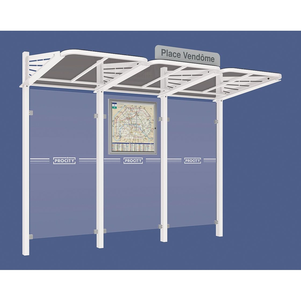 Station bus Conviviale bardages verre RAL9010 - Sans bardage de côté - PROCITY - 529360.9010