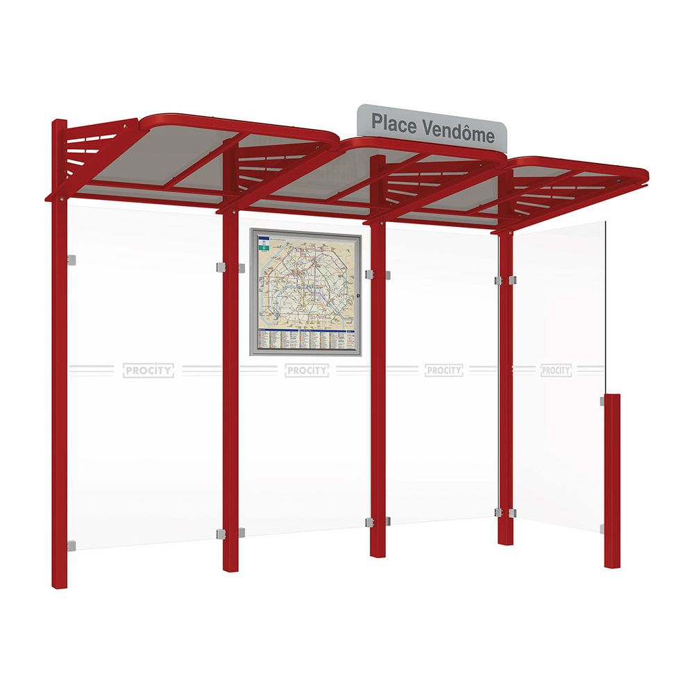 Station bus Conviviale bardages verre RAL3004 - Bardage à droite - PROCITY - 529361.3004