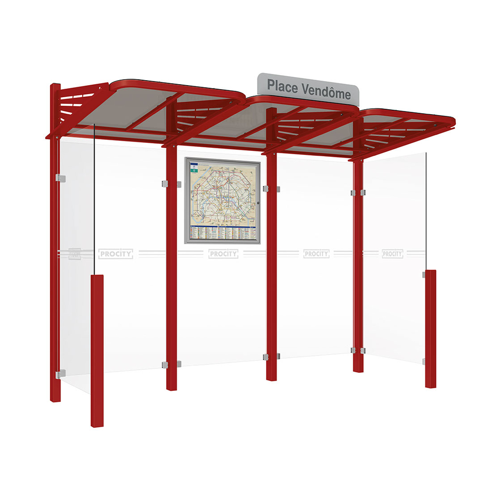Station bus Conviviale bardages verre RAL3004 - Bardages à gauche et droite - PROCITY - 529362.3004