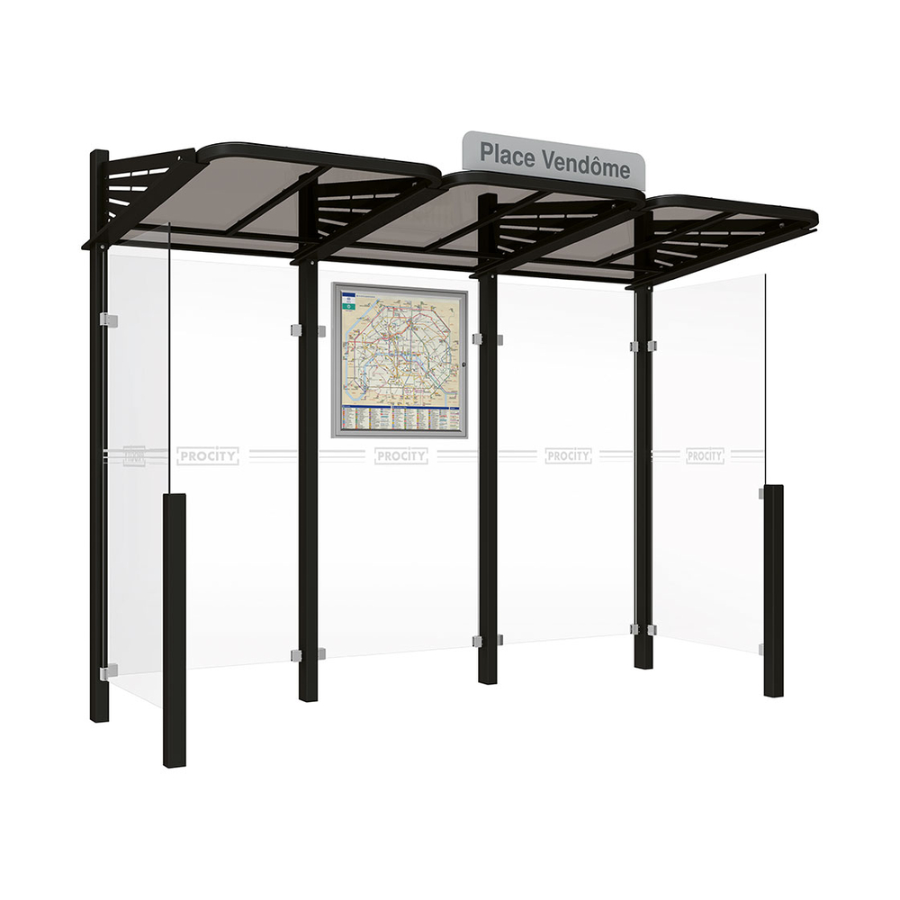 Station bus Conviviale bardages verre RAL9005 - Bardages à gauche et droite - PROCITY - 529362.9005