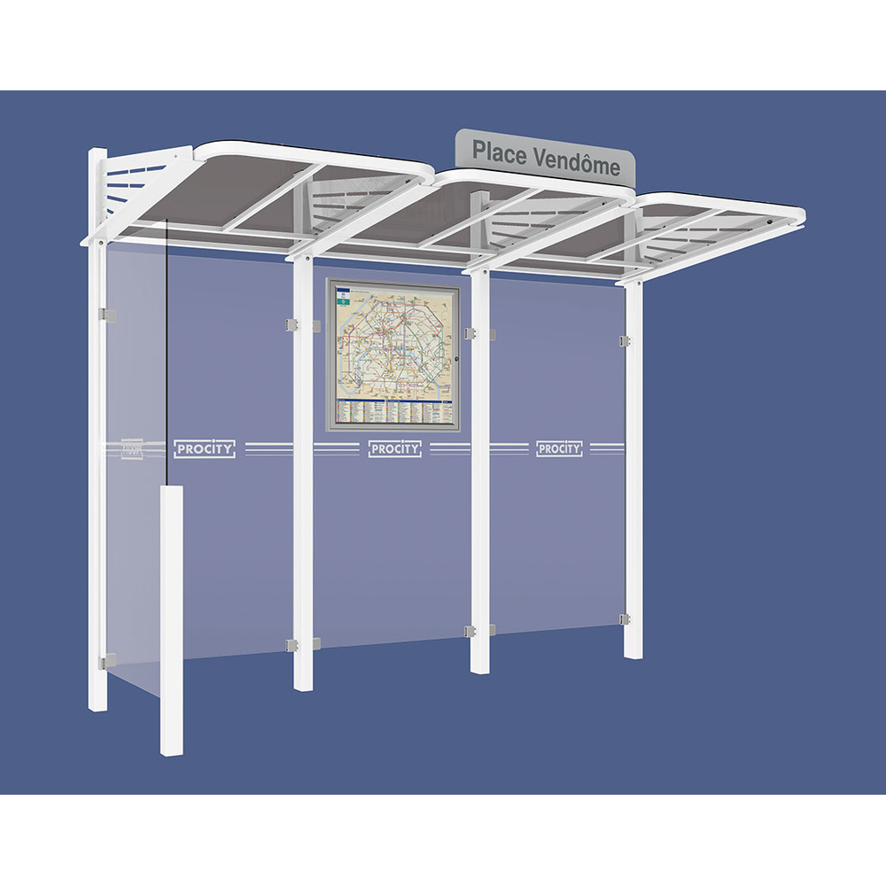 Station bus Conviviale bardages verre RAL9010 - Bardage à gauche - PROCITY - 529368.9010