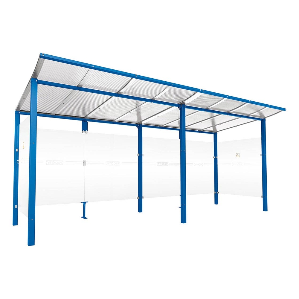 Abri fumeurs Modulo RAL5010 - Sans bardage de retour avant - Scellement direct - Long 5000mm Prof 2000mm - PROCITY - 529573.5010