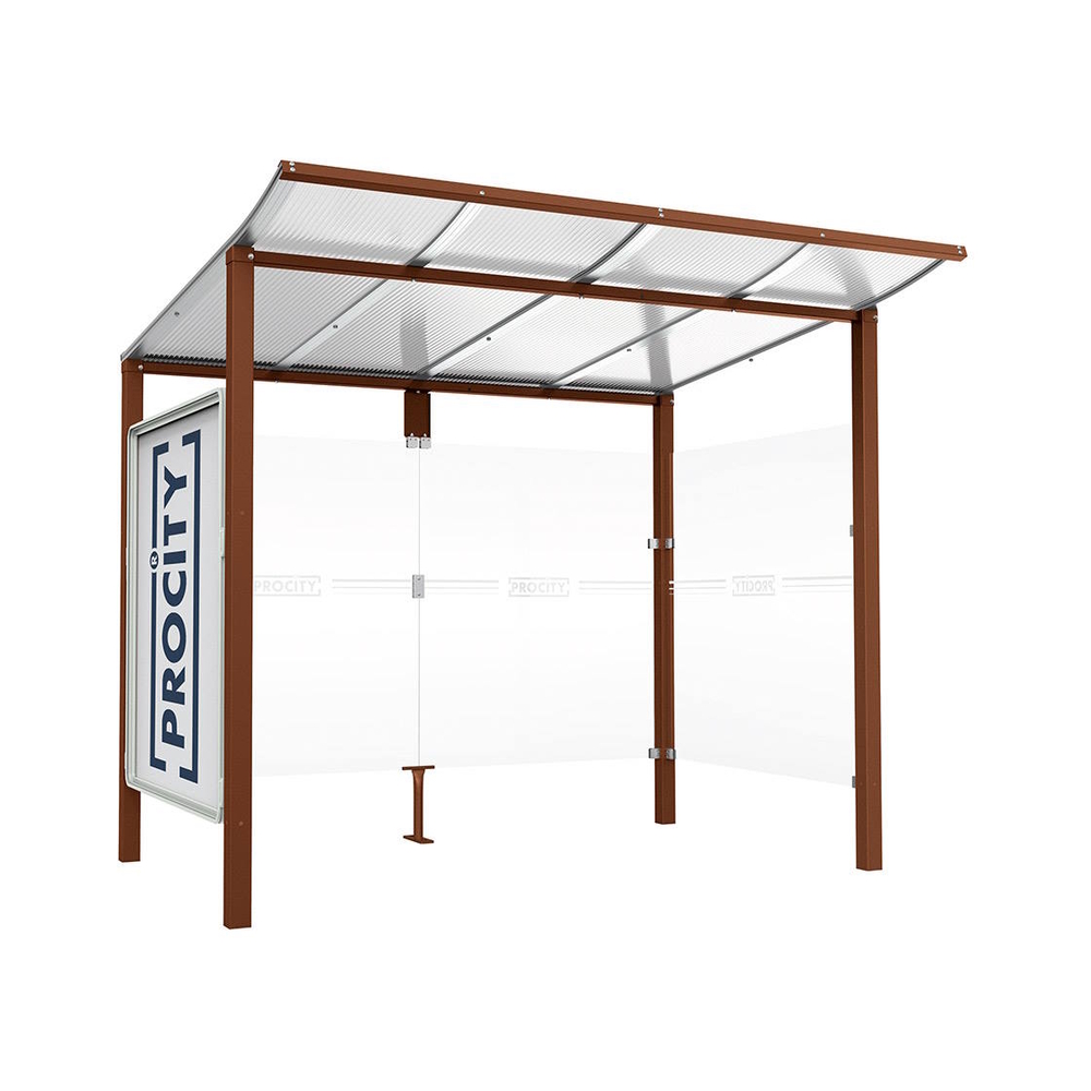 Station bus Modulo Aspect Corten - 2500 mm - Vitrine et un bardage latéral - Scellement direct - PROCITY - 529672.S025