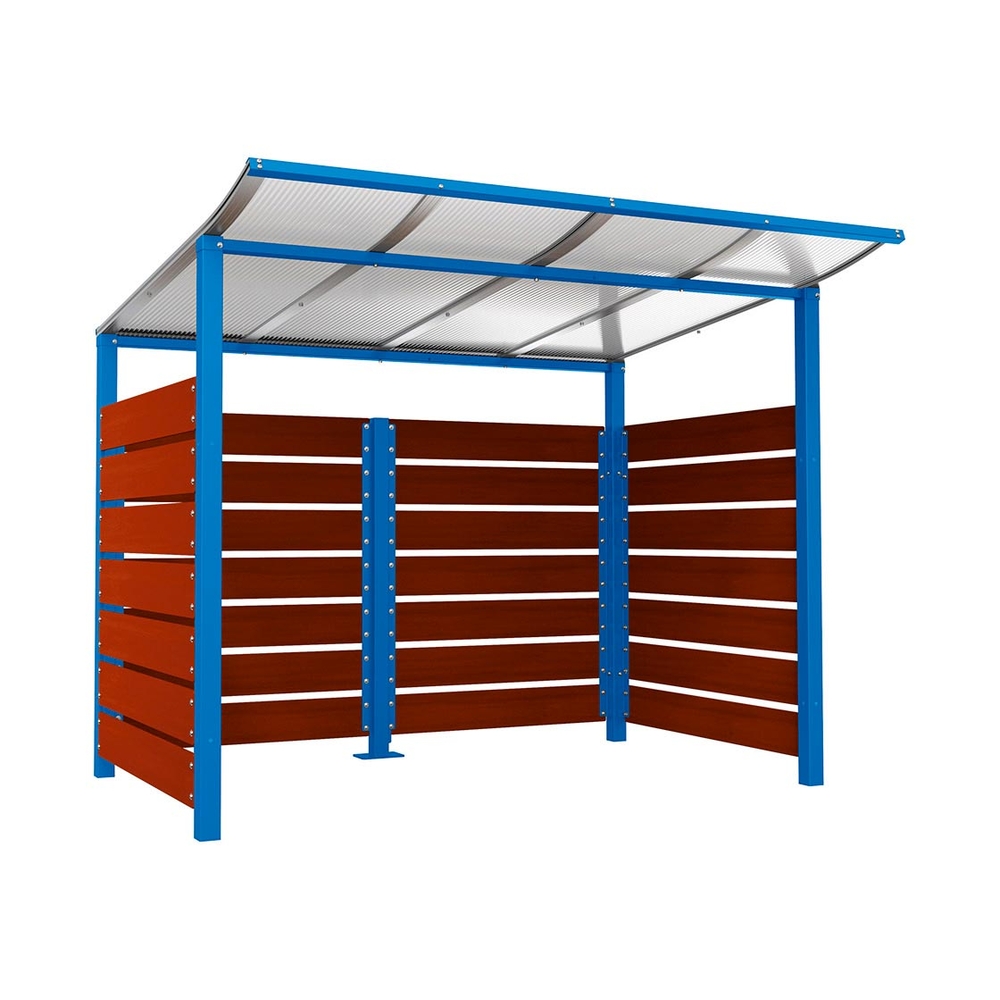 Abri conteneurs Modulo RAL5010 - Stratifié acajou - Scellement direct - Larg 2500mm Prof 2000mm - PROCITY - 529780.5010.ACAJ