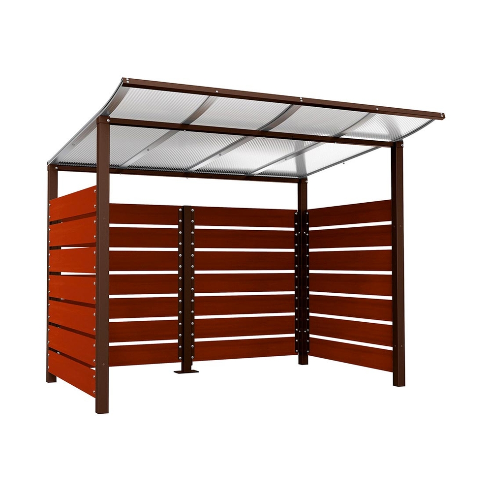 Abri conteneurs Modulo RAL8017 - Stratifié acajou - Scellement direct - Larg 2500mm Prof 2000mm - PROCITY - 529780.8017.ACAJ