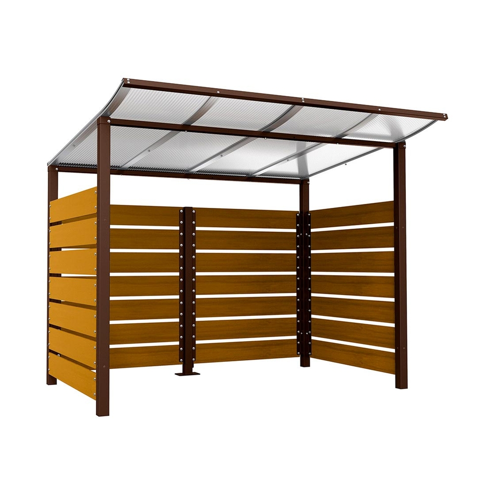 Abri conteneurs Modulo RAL8017 - Stratifié chêne clair - Scellement direct - Larg 2500mm Prof 2000mm - PROCITY - 529780.8017.CHEC