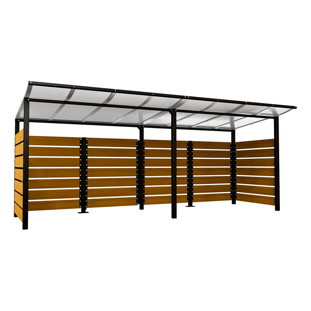 Abri conteneurs Modulo RAL9005 - Stratifié chêne clair - Scellement direct - Larg 5000mm Prof 2000mm - PROCITY - 529781.9005.CHEC