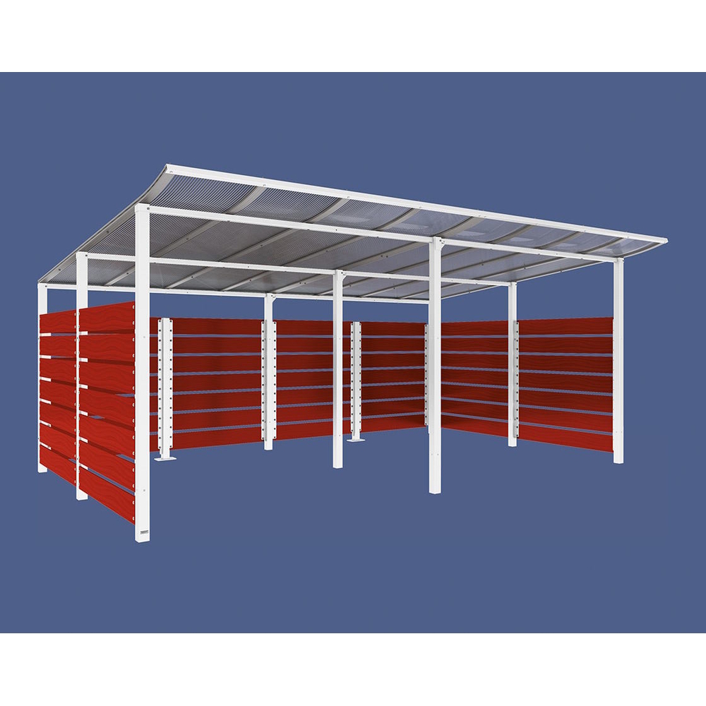 Abri conteneurs Modulo RAL9010 - Stratifié acajou - Scellement direct - Larg 5000mm Prof 3400mm - PROCITY - 529783.9010.ACAJ