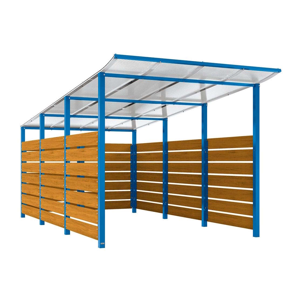 Abri conteneurs Modulo RAL5010 - Stratifié chêne clair - Scellement direct - Larg 2500mm Prof 4800mm - PROCITY - 529784.5010.CHEC
