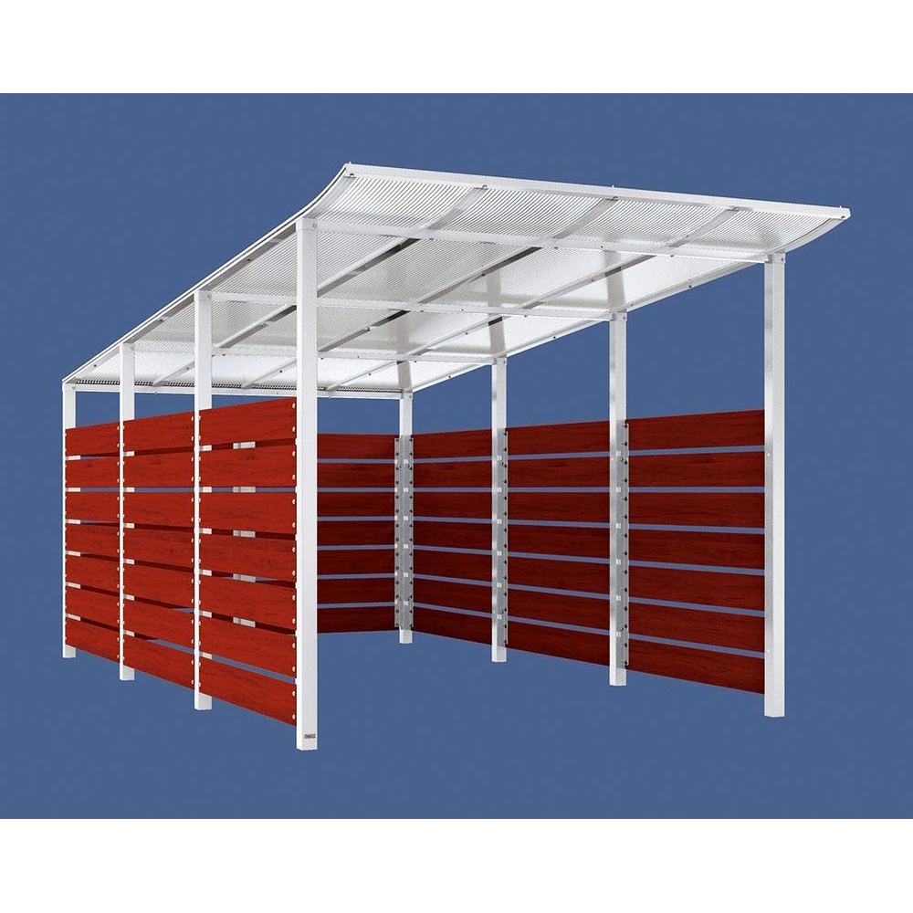 Abri conteneurs Modulo RAL9010 - Stratifié acajou - Scellement direct - Larg 2500mm Prof 4800mm - PROCITY - 529784.9010.ACAJ