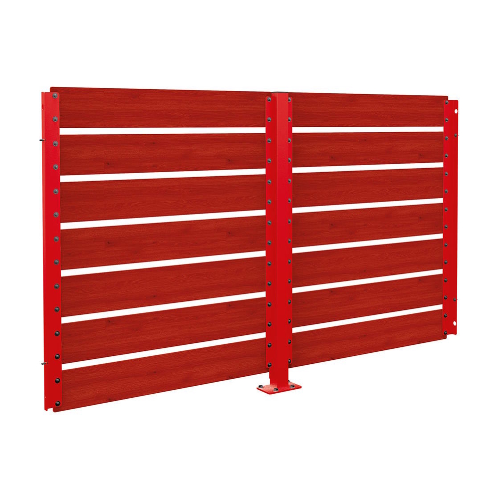 Bardage de retour avant 2500mm pour abri conteneurs Modulo RAL3020 - Stratifié acajou - 2500 mm - Scellement direct - PROCITY - 529788.3020.ACAJ