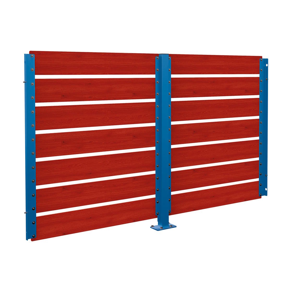 Bardage de retour avant 2500mm pour abri conteneurs Modulo RAL5010 - Stratifié acajou - 2500 mm - Scellement direct - PROCITY - 529788.5010.ACAJ