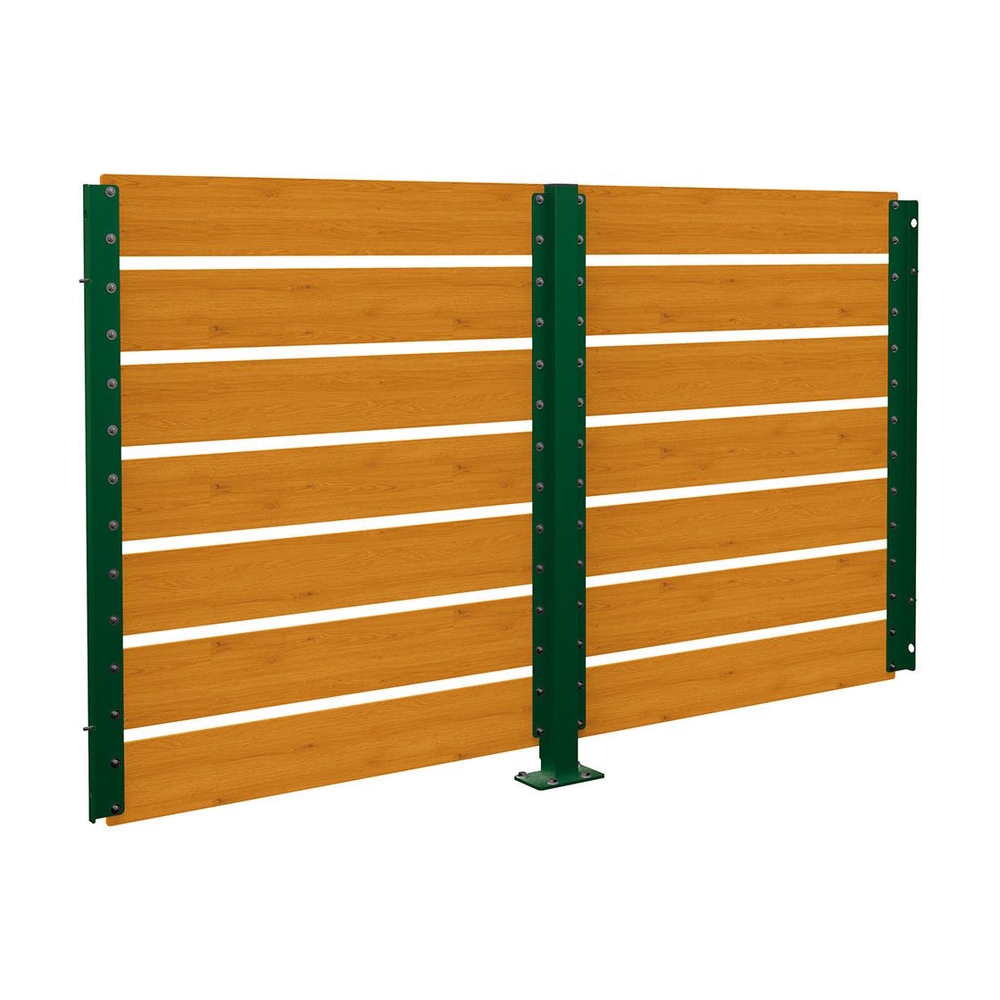 Bardage de retour avant 2500mm pour abri conteneurs Modulo RAL6005 - Stratifié chêne clair - 2500 mm - Scellement direct - PROCITY - 529788.6005.CHEC
